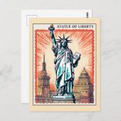 Statue of Liberty NYC Retro New York City ポストカード (正面/裏面)