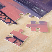 Statue of Liberty NYC Skyline Sunset Watercolor ジグソーパズル (側面)