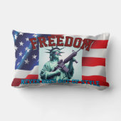 Statue of Liberty Patriotic Sunglasses M4 Rifle  ランバークッション (裏面)