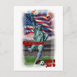 Statue of Liberty playing Soccer on a  シーズンポストカード