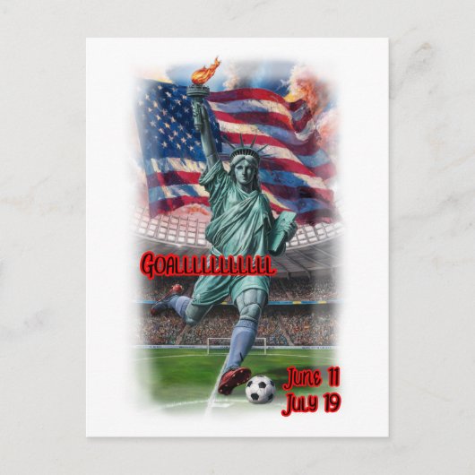 Statue of Liberty playing Soccer on a  シーズンポストカード (正面)