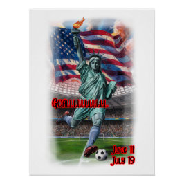 Statue of Liberty playing Soccer on a  ポスター
