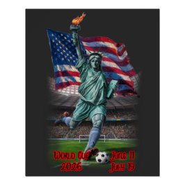 Statue of Liberty plays Soccer on a Black ポスター