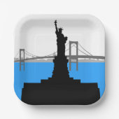 Statue of Liberty Silhouette New York Skyline ペーパープレート (正面)