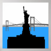 Statue of Liberty Silhouette New York Skyline ポスター (正面)