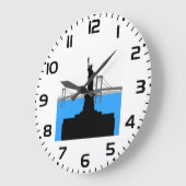 Statue of Liberty Silhouette New York Skyline ラージ壁時計 (傾斜)