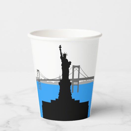 Statue of Liberty Silhouette New York Skyline 紙コップ (正面)