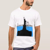 Statue of Liberty Silhouette New York Skyline Tシャツ (正面)