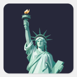 Statue of Liberty Sticker – Modern Iconic Design スクエアシール