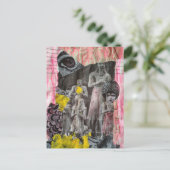 Statues of People mixed media collage ポストカード (スタンド正面)