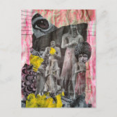 Statues of People mixed media collage ポストカード (正面)