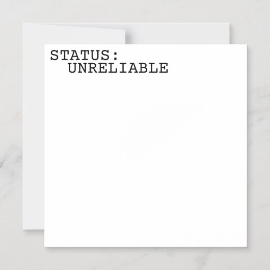 Status Unreliable Minimalist Typographic マグネット招待状 (正面)