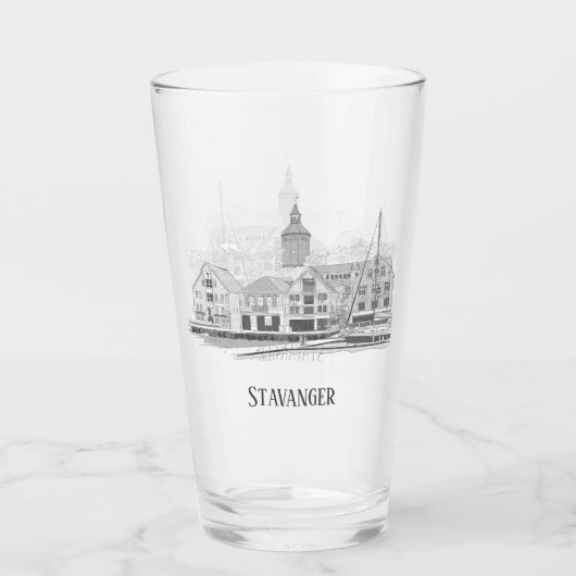 Stavanger Norway美しい街並みビール タンブラーグラス (正面)