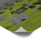 Stave church with graveyard in Norway poster ポスター (角)