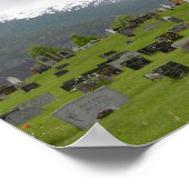 Stave church with graveyard in Norway poster ポスター (角)