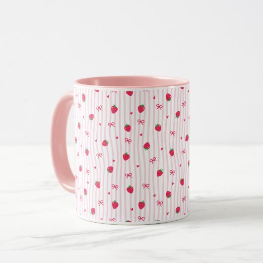 Stawberry Heart Bow Pattern  マグカップ (正面左)
