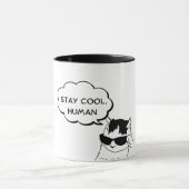 Stay クール Human - 予測できな Cat Mug with Black Handle マグカップ (中央)