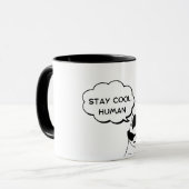 Stay クール Human - 予測できな Cat Mug with Black Handle マグカップ (正面左)
