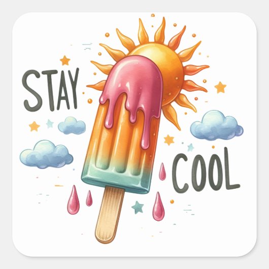 Stay クール Summer Stickers スクエアシール (正面)