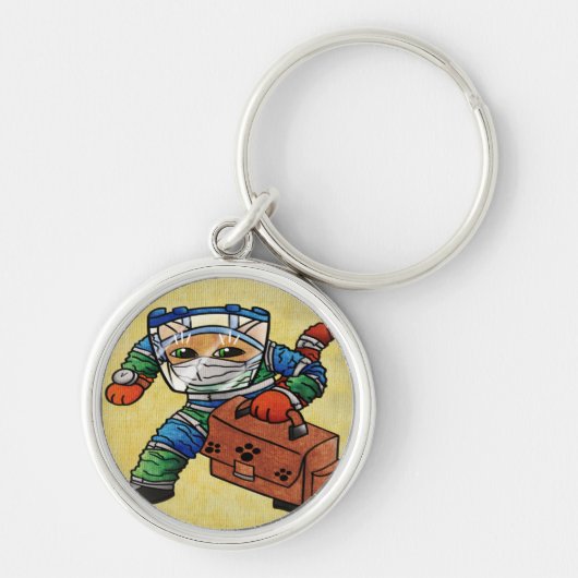 Stay Alert Safety Cat キーホルダー (正面)