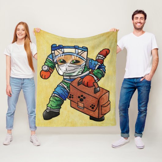 Stay Alert Safety Cat フリースブランケット (インサイチュ)