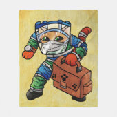 Stay Alert Safety Cat フリースブランケット (正面)