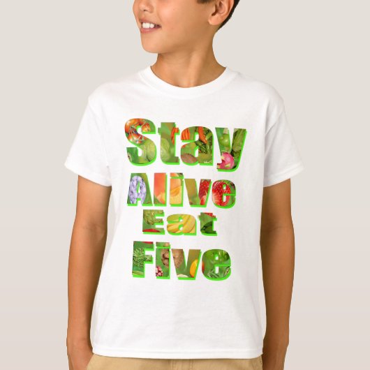 Stay Alive 食べ Fruit Vegロゴ Tシャツ (正面)