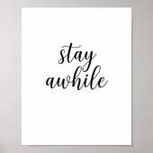Stay Awhile Minimal Script Wall Art ポスター (正面)