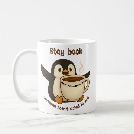 Stay Back：カフェインが入っていない コーヒーマグカップ (左)