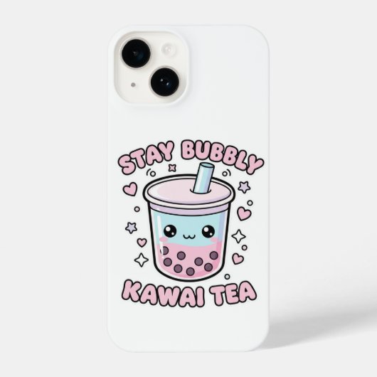 Stay Bubbly Kawaii Tea Cute Boba Bubble Tea White iPhoneケース (裏面)
