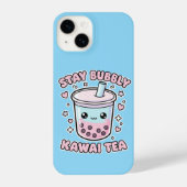 Stay Bubbly Kawaii Tea - Cute Pastel Blue Boba iPhoneケース (裏面)