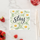 Stay Calligraphy Text On Daisy Abstract スタンダードカクテルナプキン (インサイチュ)