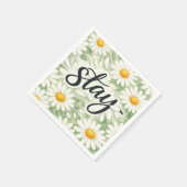 Stay Calligraphy Text On Daisy Abstract スタンダードカクテルナプキン (角)