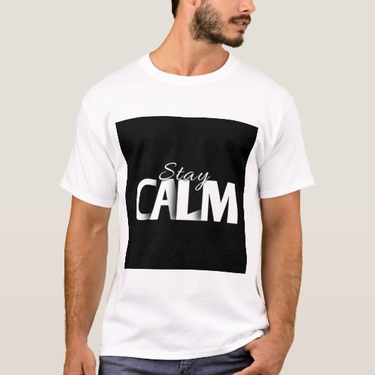 STAY CALM テキストプリント Tシャツ (正面)