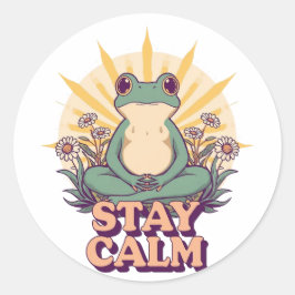 Stay Calm Frog Sticker ラウンドシール