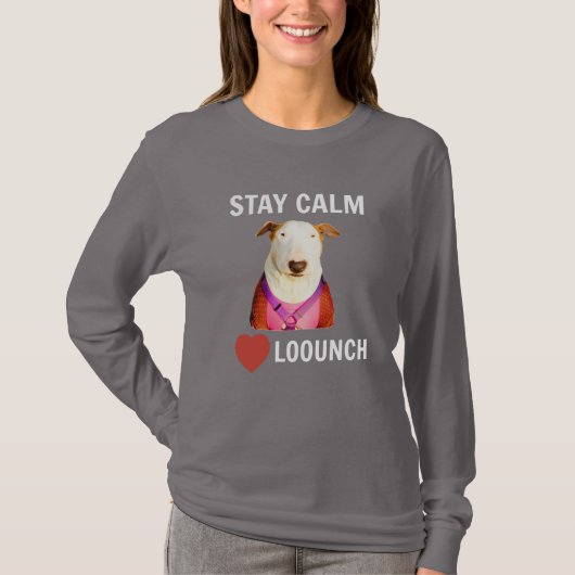 STAY CALM - LOVE LOUNCH, Women's長袖T Tシャツ (正面)