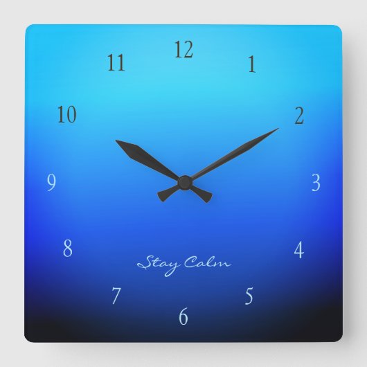 Stay Calm Ocean Gradient スクエア壁時計 (正面)