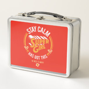 Stay Calm Supergirlが持ってい得る メタルランチボックス