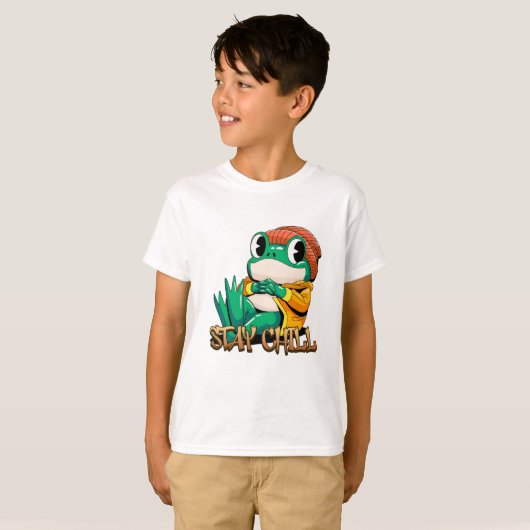 Stay Chill Frog – Cool Vibes Graphic Tee Tシャツ (正面フル)