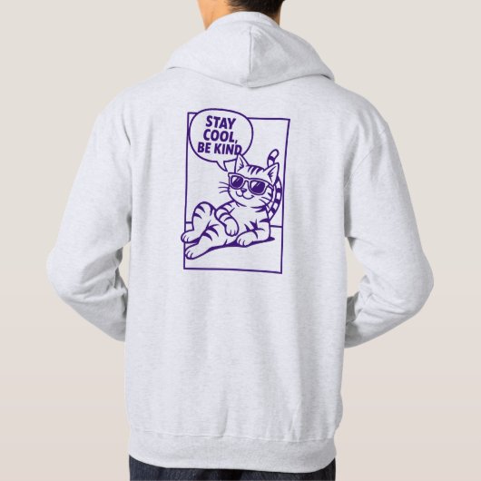 Stay Cool Be Kind Chill Cat Positivity パーカ (裏面)