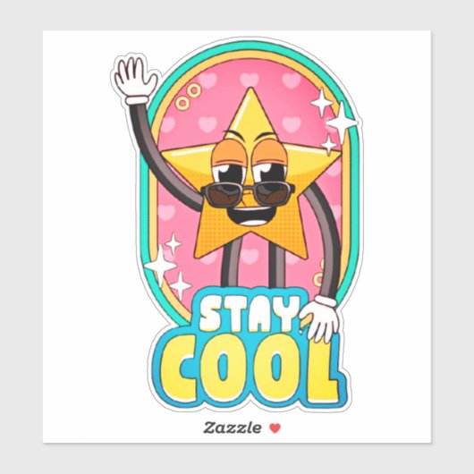 Stay Cool Retro Star Pop Sticker シール (シート)