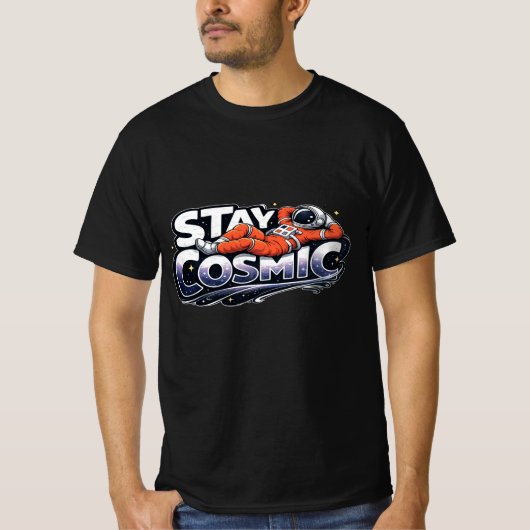Stay Cosmic Astronaut Space Graphic T-Shirt  Tシャツ (正面)
