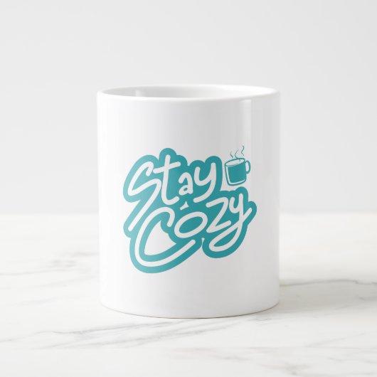 Stay Cozy Autumn Winter Quote ジャンボコーヒーマグカップ (正面)