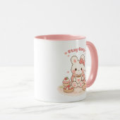 Stay Cozy Cute Bunny Rabbit Sweet Pink マグカップ (正面右)