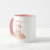 Stay Cozy Cute Bunny Rabbit Sweet Pink マグカップ (正面左)