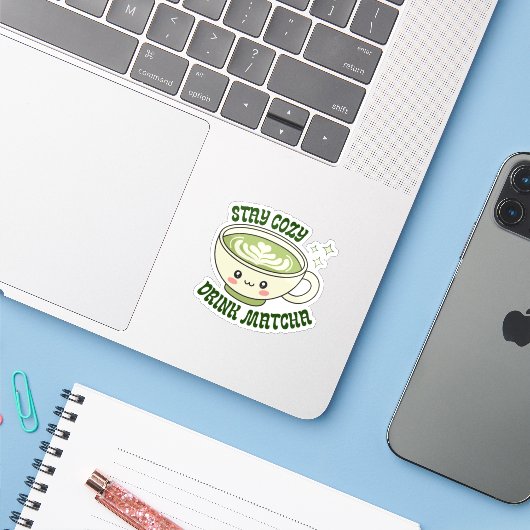 Stay Cozy Drink Matcha シール (ノートパソコンとiPhone)