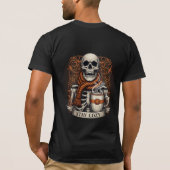 Stay Cozy Skeleton with Coffee Mug Tシャツ (裏面)