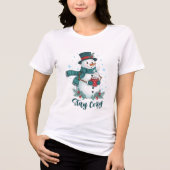 Stay Cozy Winter Snowman With Hot Cocoa トライブレンドTシャツ (正面)
