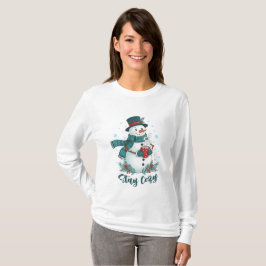 Stay Cozy Winter Snowman With Hot Cocoa Tシャツ