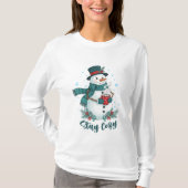Stay Cozy Winter Snowman With Hot Cocoa Tシャツ (正面)